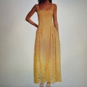 Alex Marie Rosalyn Lace Square Neck Sleeveless Fit and Flare Evening Gown